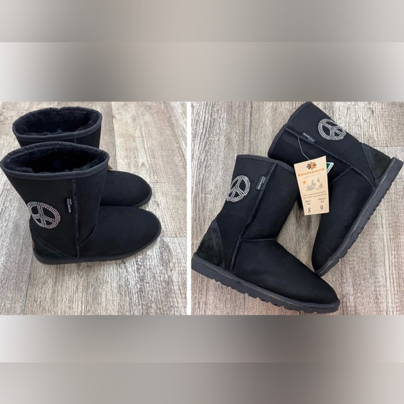 Koolaburra Shoes Koolaburra By Ugg Black Peace Sign Australian Sheepskin Boots Black 9m 302